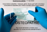 Votre ostéopathe à Paris 12 : ouverture du cabinet 11 mai 2020